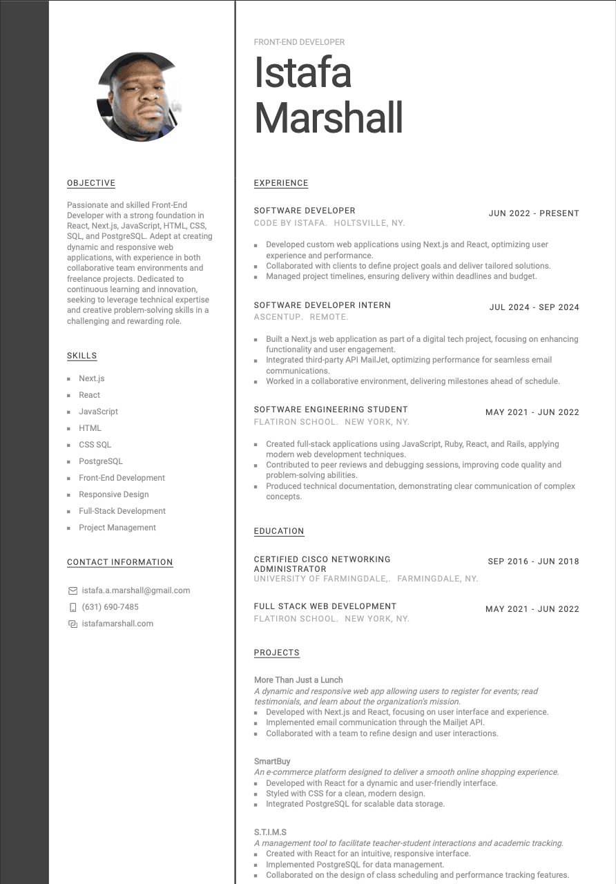 Istafa A Marshall's Resume