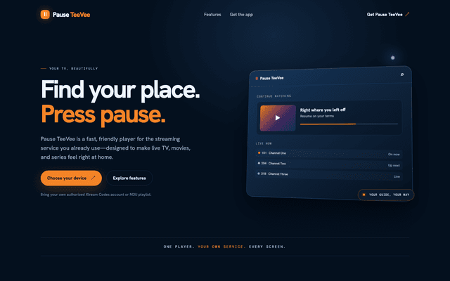 PauseTV Landing Page